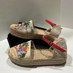 Boden Embroidered Espadrille Platform Ankle Strap Sandals – Size 38